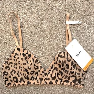 NWT S DKNY Leopard Print Mesh Bralette